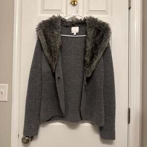 ANTHROPOLOGIE ETT:WA Gray Wool Blend Faux Fur